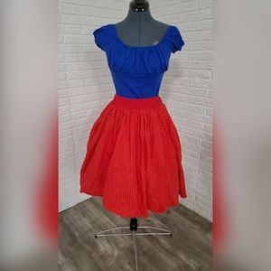 Handmade Red Polka Dot Swing Skirt with Pockets